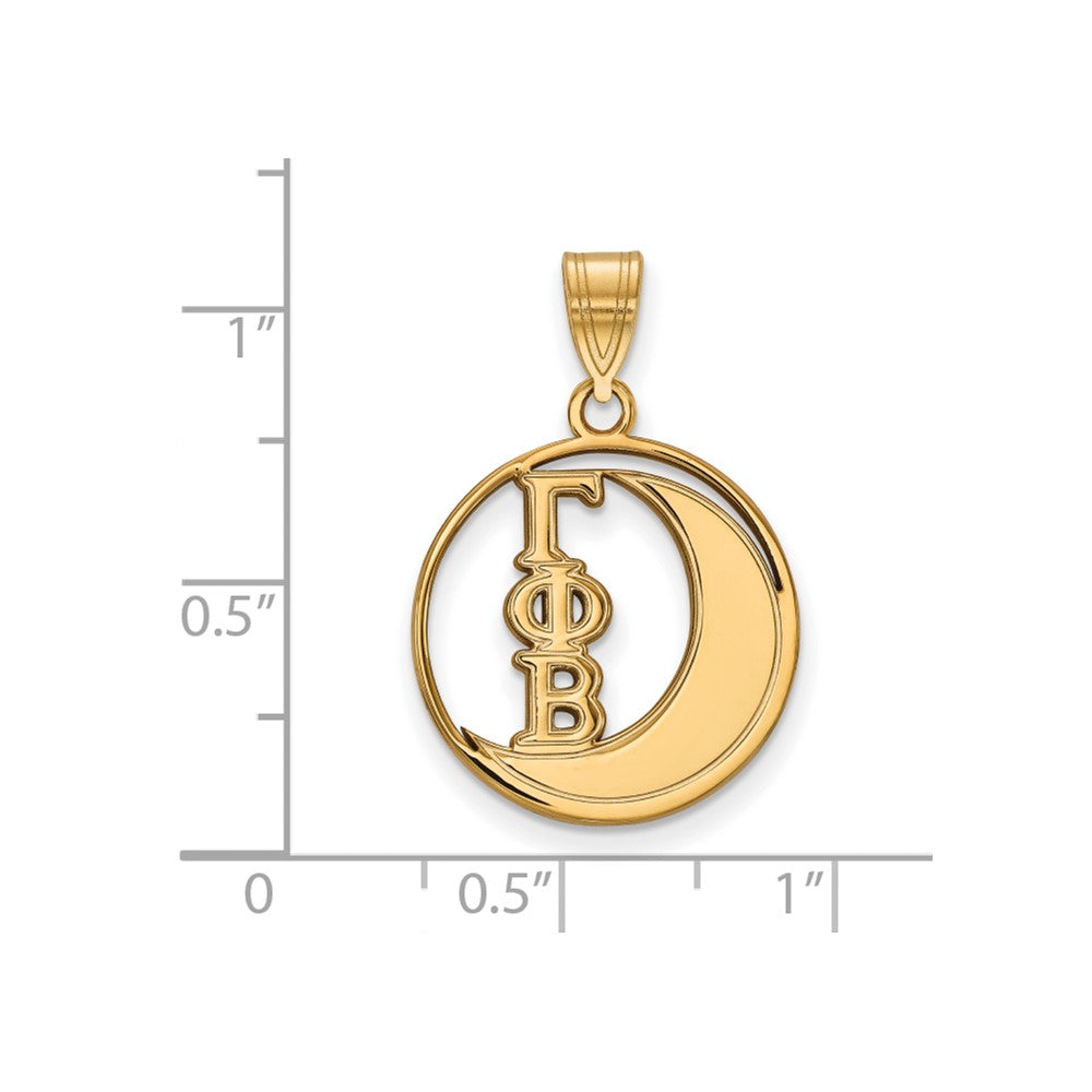 Gold Plated Sterling Silver Logoart Gamma Phi Beta Sorority Symbol Medium Circle Pendant