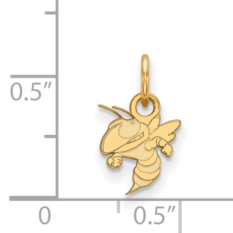 Gold Plated Sterling Silver Logoart Georgia Institute Of Technology Yellow Jacket Extra Small Pendant