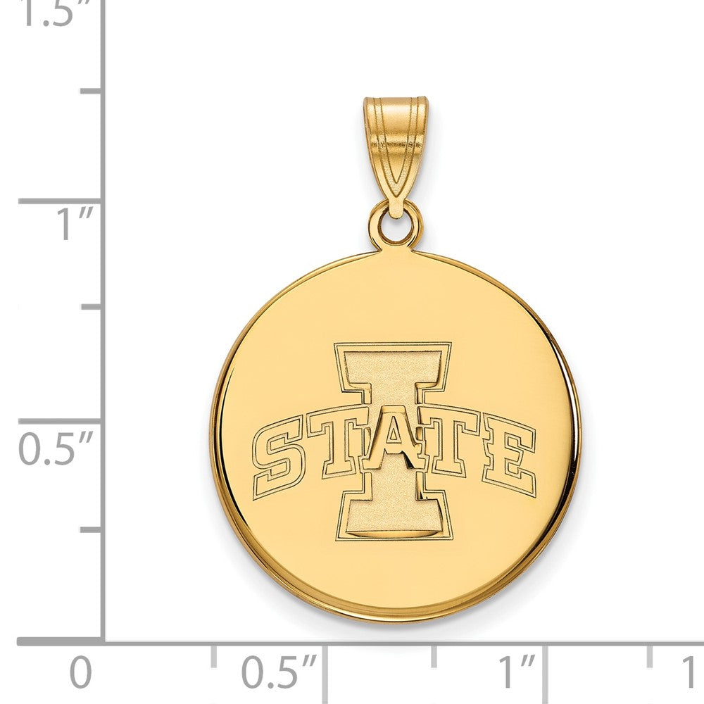 Gold Plated Sterling Silver Logoart Iowa State University Large Disc Pendant
