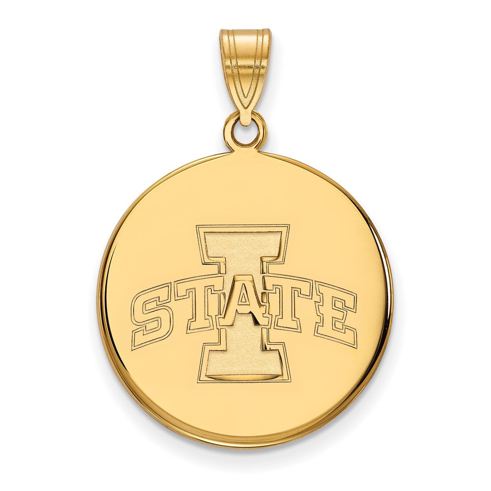 14K Yellow Gold Logoart Iowa State University Large Disc Pendant