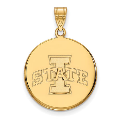 14K Yellow Gold Logoart Iowa State University Large Disc Pendant