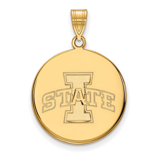 14K Yellow Gold Logoart Iowa State University Large Disc Pendant