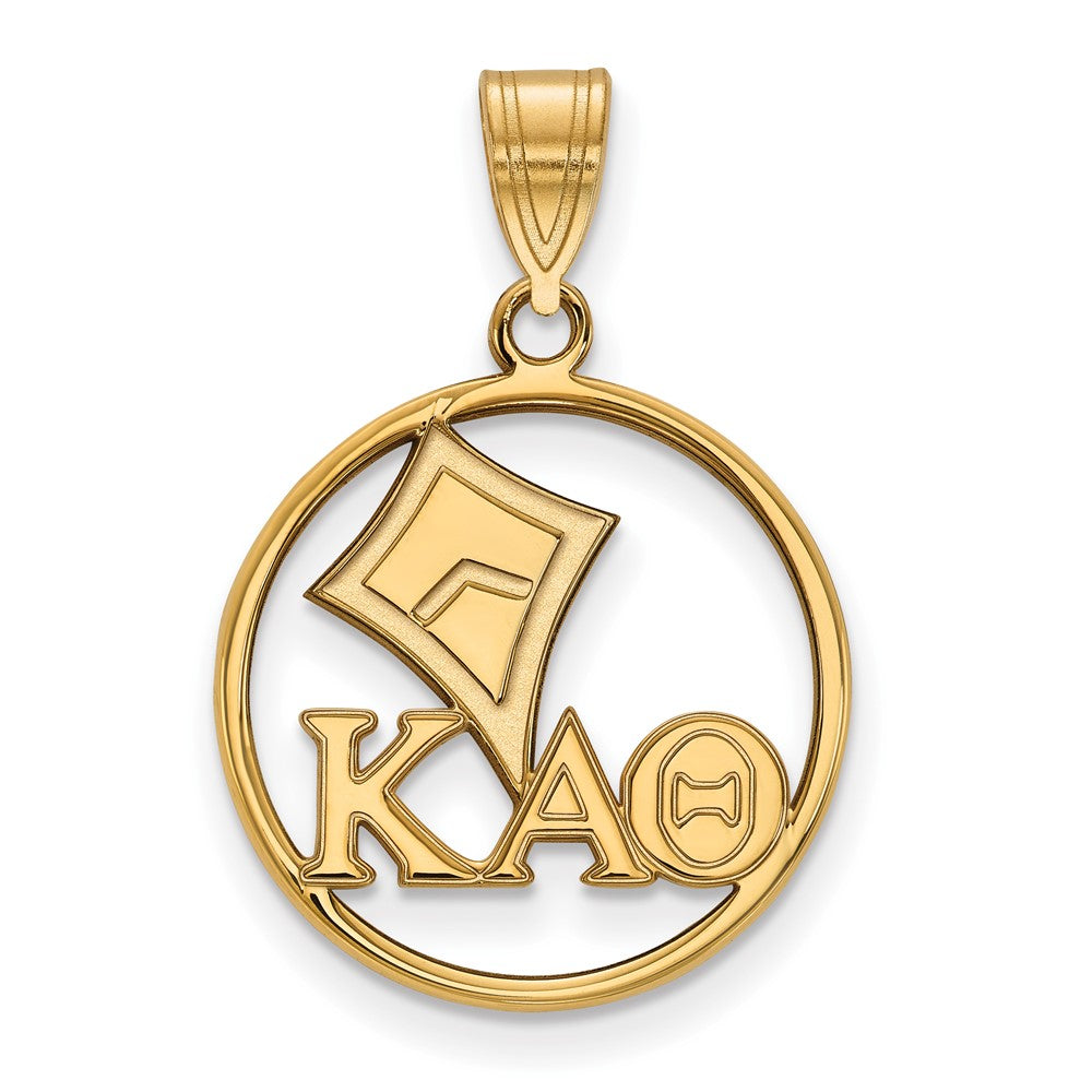 Gold Plated Sterling Silver Logoart Kappa Alpha Theta Sorority Symbol Medium Circle Pendant