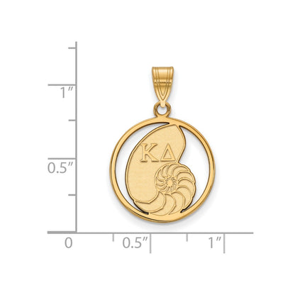 Gold Plated Sterling Silver Logoart Kappa Delta Sorority Symbol Medium Circle Pendant