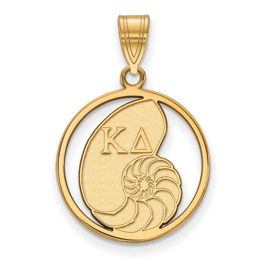 Gold Plated Sterling Silver Logoart Kappa Delta Sorority Symbol Medium Circle Pendant