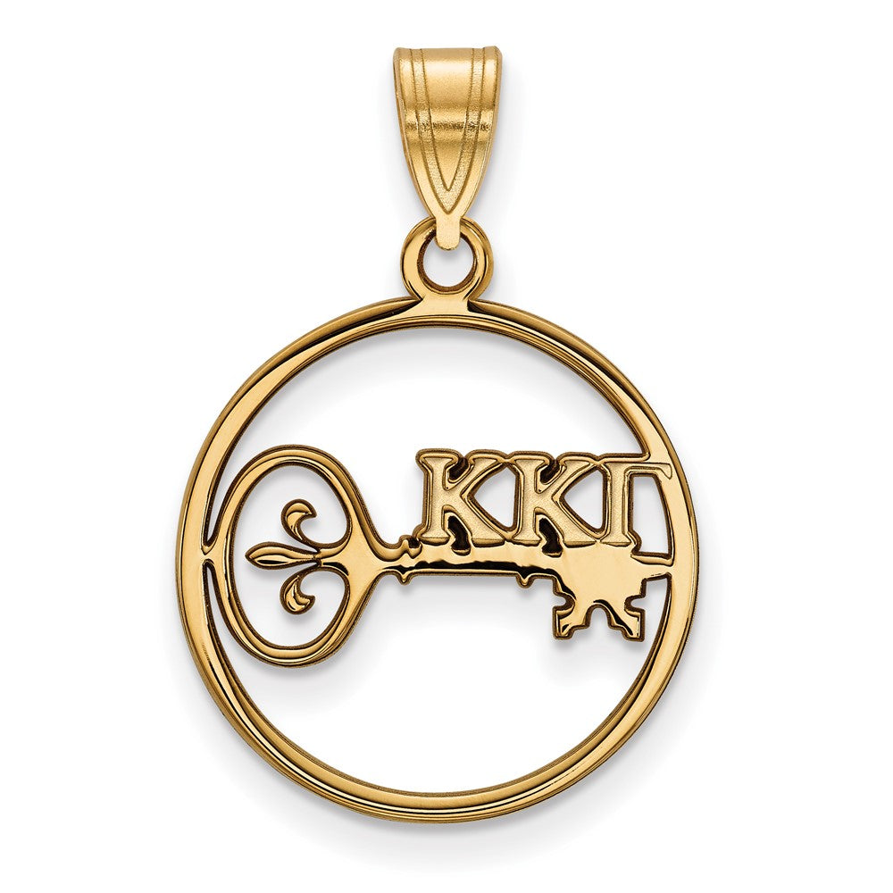 Gold Plated Sterling Silver Logoart Kappa Gamma Sorority Symbol Medium Circle Pendant