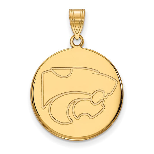 14K Yellow Gold Logoart Kansas State University Wildcat Large Disc Pendant
