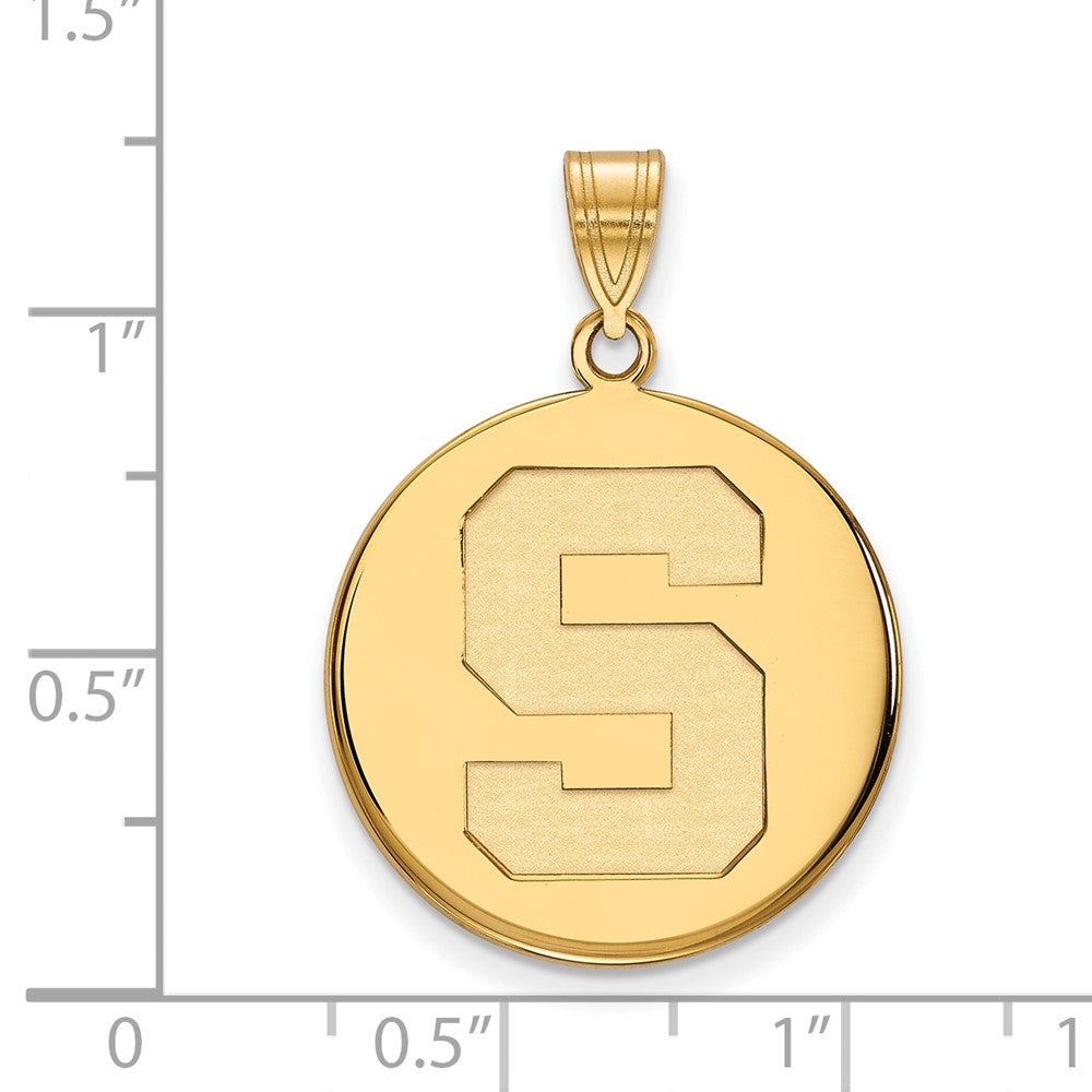 Gold Plated Sterling Silver Logoart Michigan State University Letter S Large Disc Pendant