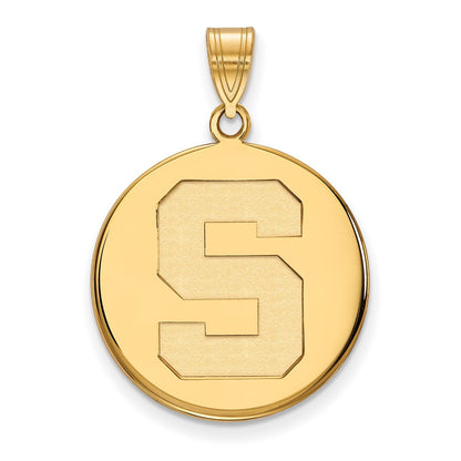 10K Yellow Gold Logoart Michigan State University Letter S Large Disc Pendant