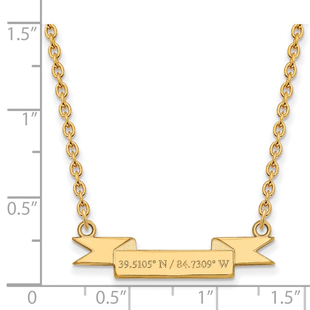 Gold Plated Sterling Silver Logoart Miami University Ohio Small Latitude Banner Pendant 18 Inch Necklace