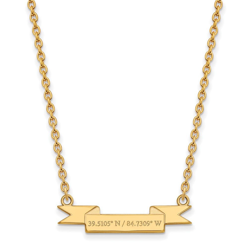 Gold Plated Sterling Silver Logoart Miami University Ohio Small Latitude Banner Pendant 18 Inch Necklace