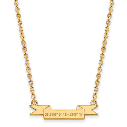 Gold Plated Sterling Silver Logoart Miami University Ohio Small Latitude Banner Pendant 18 Inch Necklace