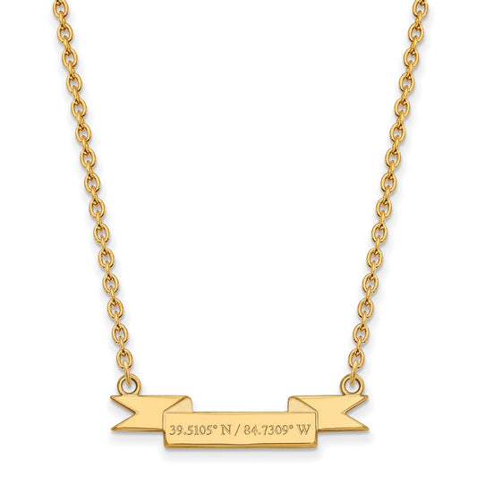 Gold Plated Sterling Silver Logoart Miami University Ohio Small Latitude Banner Pendant 18 Inch Necklace