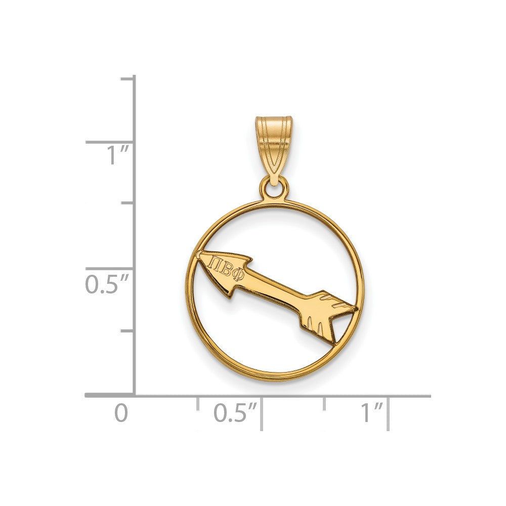 Gold Plated Sterling Silver Logoart Pi Beta Phi Sorority Symbol Medium Circle Pendant