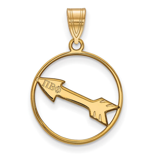 Gold Plated Sterling Silver Logoart Pi Beta Phi Sorority Symbol Medium Circle Pendant