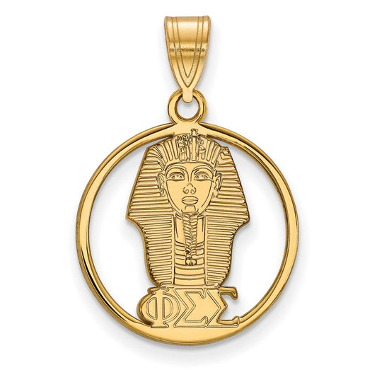 Gold Plated Sterling Silver Logoart Phi Sigma Sorority Symbol Medium Circle Pendant