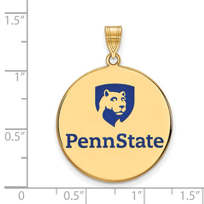 Gold Plated Sterling Silver Logoart Penn State University Extra Large Enameled Disc Pendant