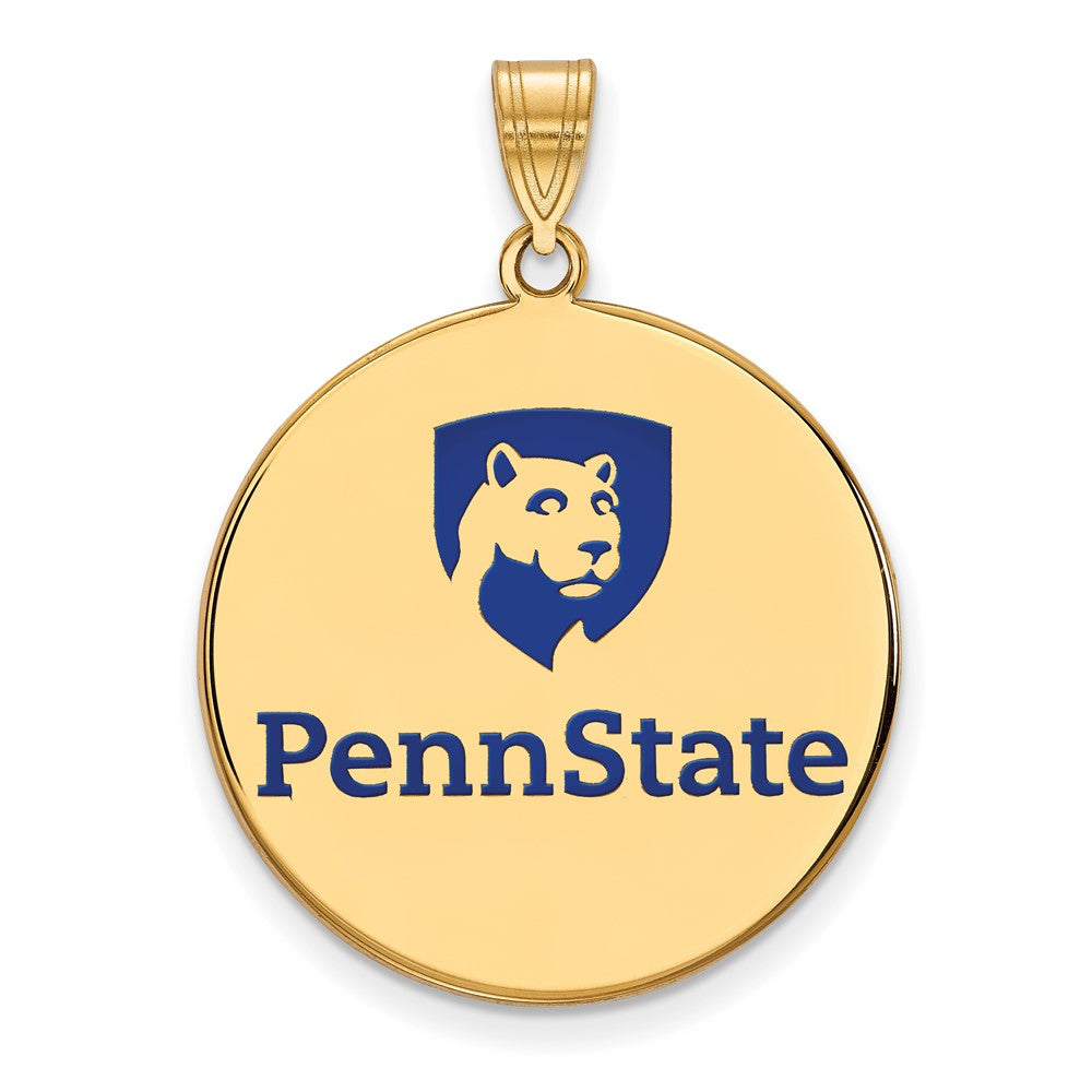 Gold Plated Sterling Silver Logoart Penn State University Extra Large Enameled Disc Pendant