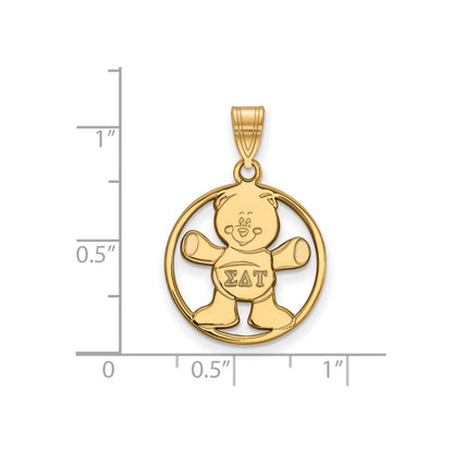Gold Plated Sterling Silver Logoart Sigma Delta Tau Sorority Symbol Medium Circle Pendant