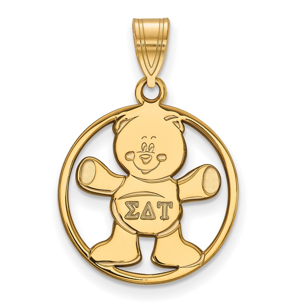 Gold Plated Sterling Silver Logoart Sigma Delta Tau Sorority Symbol Medium Circle Pendant