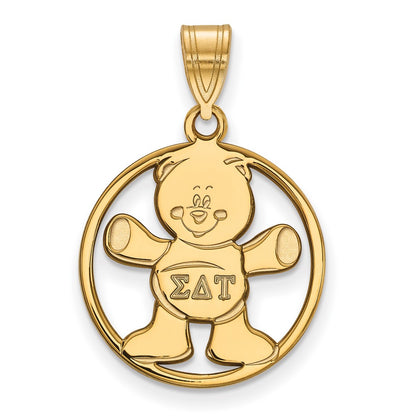 Gold Plated Sterling Silver Logoart Sigma Delta Tau Sorority Symbol Medium Circle Pendant