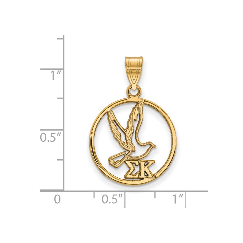 Gold Plated Sterling Silver Logoart Sigma Kappa Sorority Symbol Medium Circle Pendant