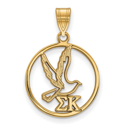 Gold Plated Sterling Silver Logoart Sigma Kappa Sorority Symbol Medium Circle Pendant