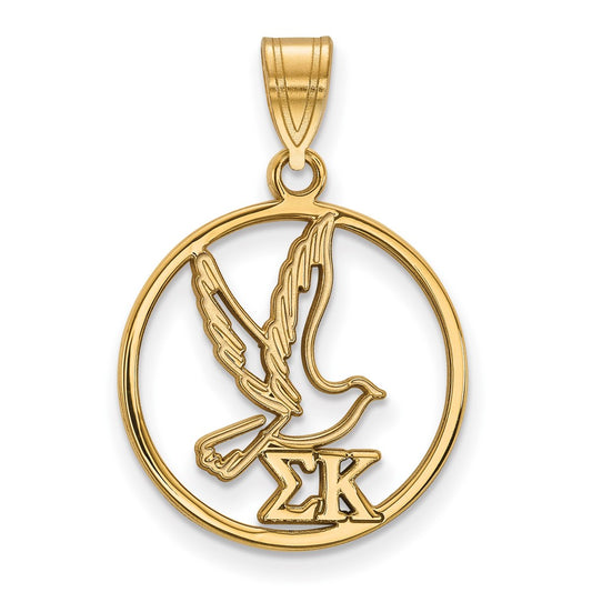 Gold Plated Sterling Silver Logoart Sigma Kappa Sorority Symbol Medium Circle Pendant