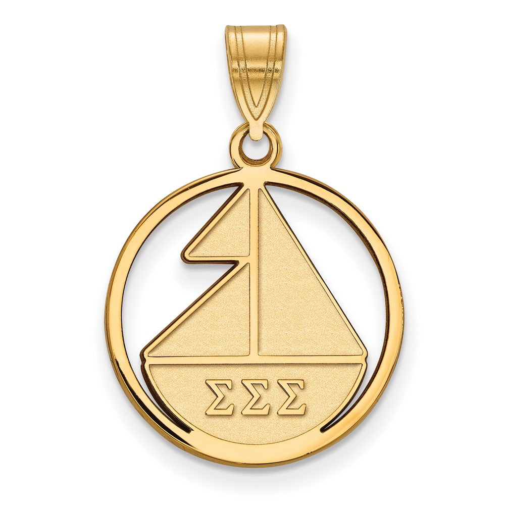 Gold Plated Sterling Silver Logoart Sigma Sorority Symbol Medium Circle Pendant