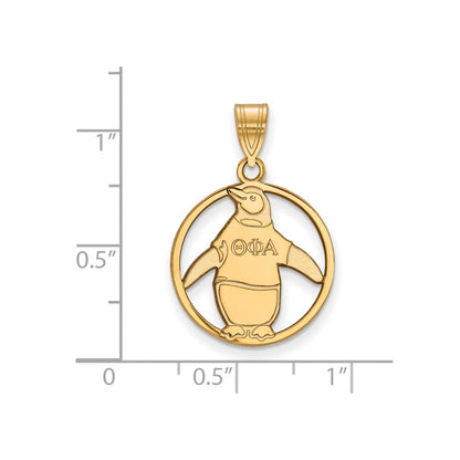 Gold Plated Sterling Silver Logoart Theta Phi Alpha Sorority Symbol Medium Circle Pendant