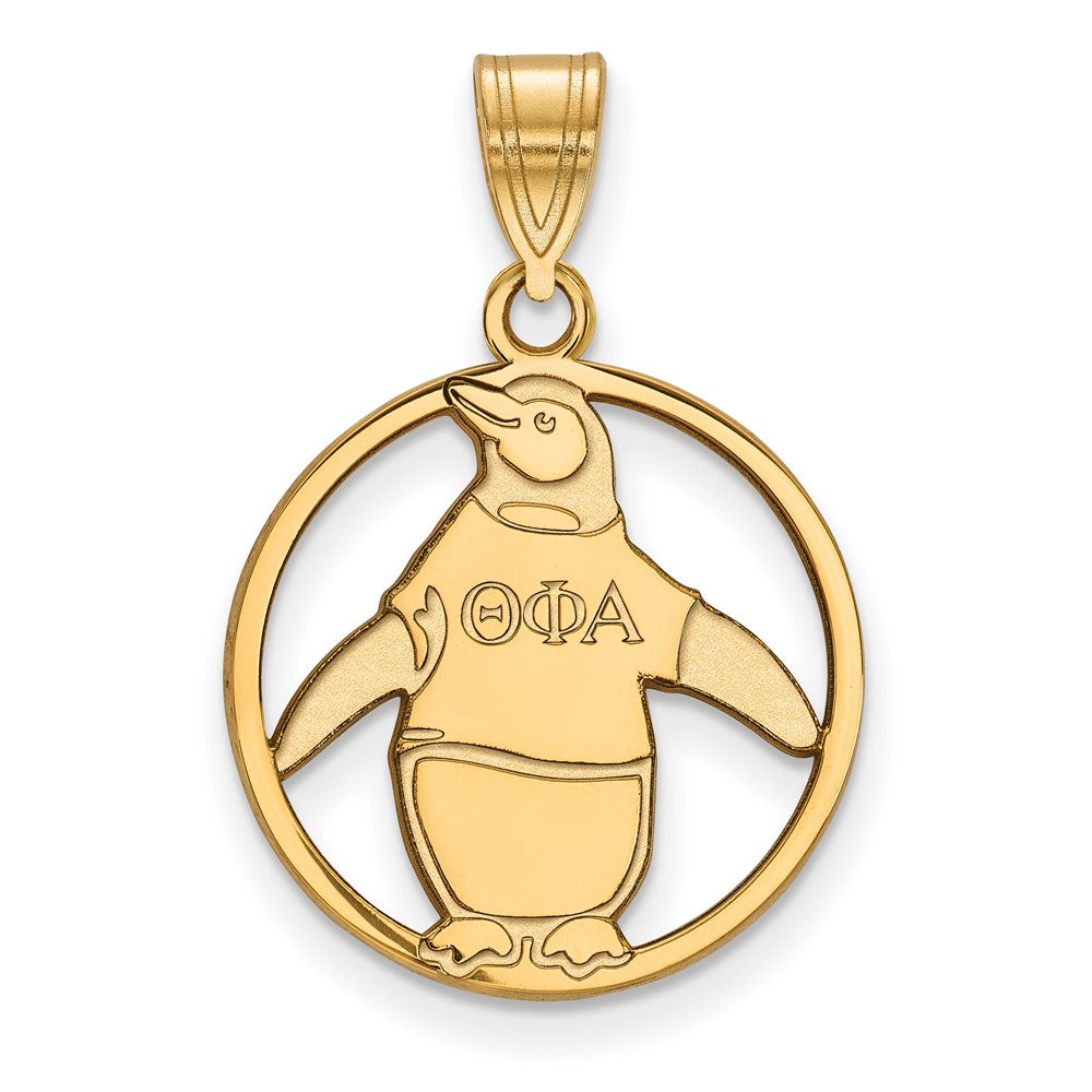 Gold Plated Sterling Silver Logoart Theta Phi Alpha Sorority Symbol Medium Circle Pendant