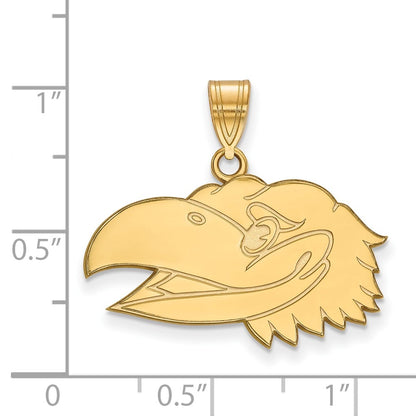 10K Yellow Gold Logoart University Of Kansas Jayhawk Medium Pendant