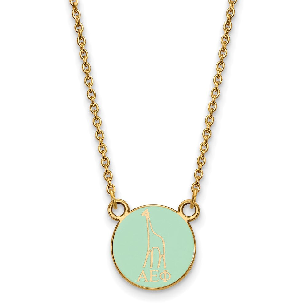 Gold Plated Sterling Silver Logoart Alpha Epsilon Phi Extra Sorority Symbol Small Color Enamel Pendant 18 Inch Necklace
