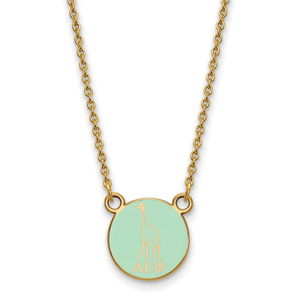 Gold Plated Sterling Silver Logoart Alpha Epsilon Phi Extra Sorority Symbol Small Color Enamel Pendant 18 Inch Necklace