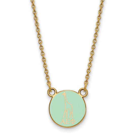 Gold Plated Sterling Silver Logoart Alpha Epsilon Phi Extra Sorority Symbol Small Color Enamel Pendant 18 Inch Necklace