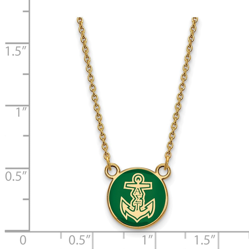 Gold Plated Sterling Silver Logoart Alpha Sigma Tau Sorority Symbol Small Color Enamel Pendant 18 Inch Necklace