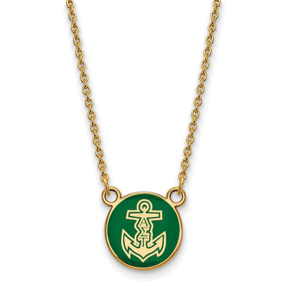 Gold Plated Sterling Silver Logoart Alpha Sigma Tau Sorority Symbol Small Color Enamel Pendant 18 Inch Necklace