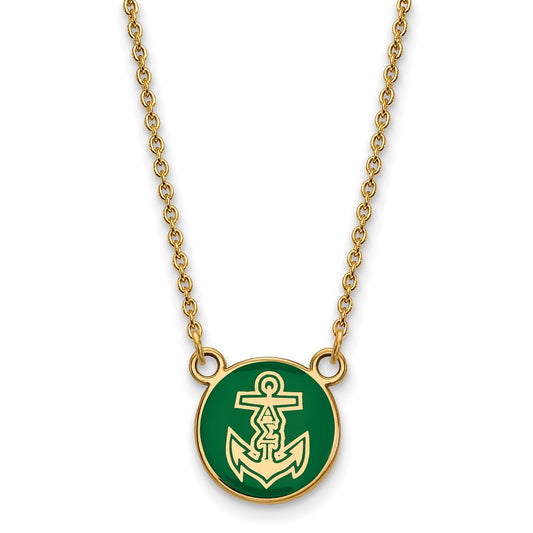 Gold Plated Sterling Silver Logoart Alpha Sigma Tau Sorority Symbol Small Color Enamel Pendant 18 Inch Necklace