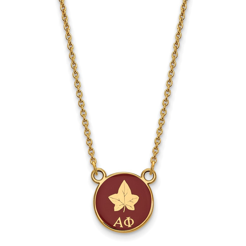 Gold Plated Sterling Silver Logoart Alpha Phi Sorority Symbol Small Color Enamel Pendant 18 Inch Necklace