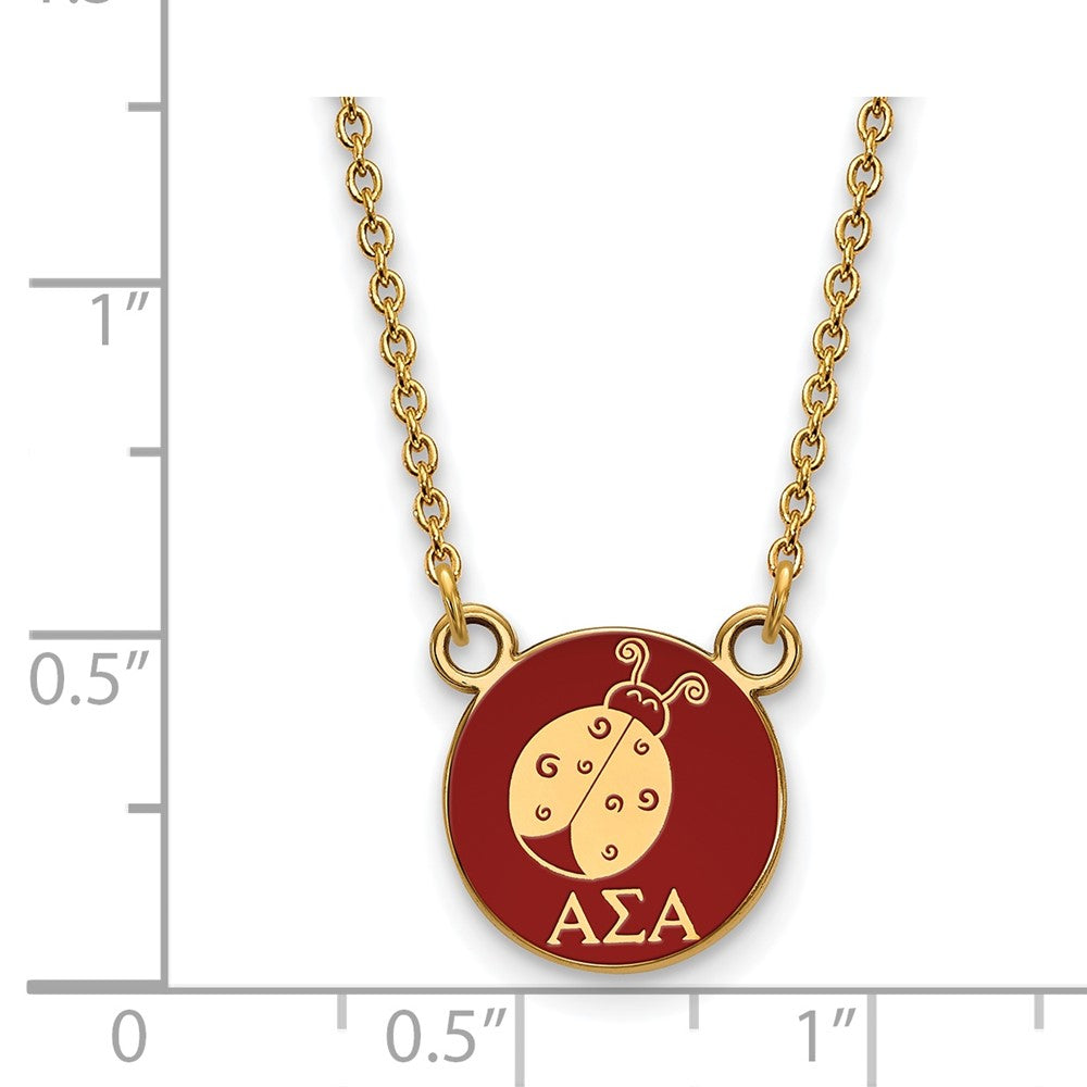 Gold Plated Sterling Silver Logoart Alpha Sigma Sorority Symbol Small Color Enamel Pendant 18 Inch Necklace