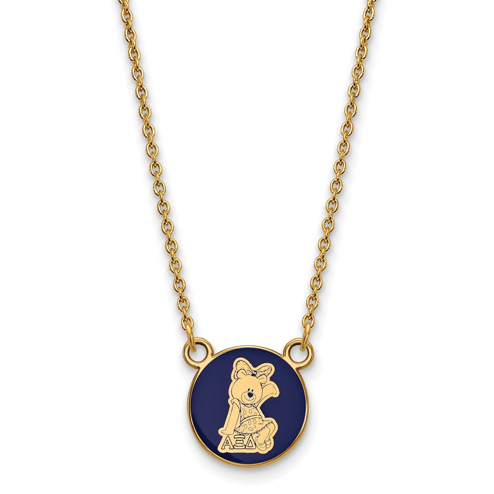 Gold Plated Sterling Silver Logoart Alpha Xi Delta Sorority Symbol Small Color Enamel Pendant 18 Inch Necklace