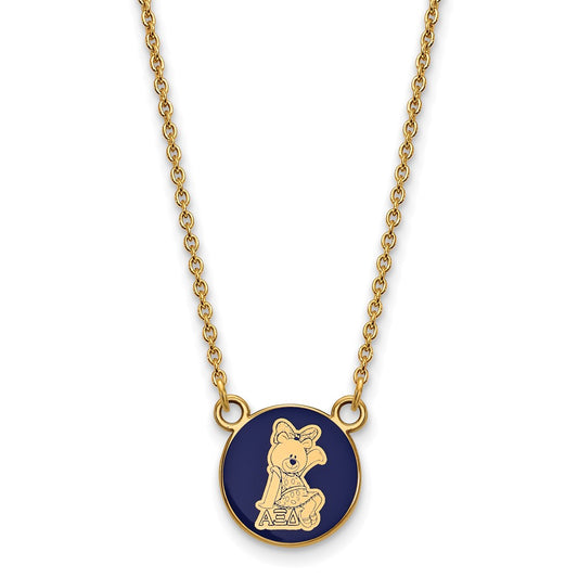 Gold Plated Sterling Silver Logoart Alpha Xi Delta Sorority Symbol Small Color Enamel Pendant 18 Inch Necklace