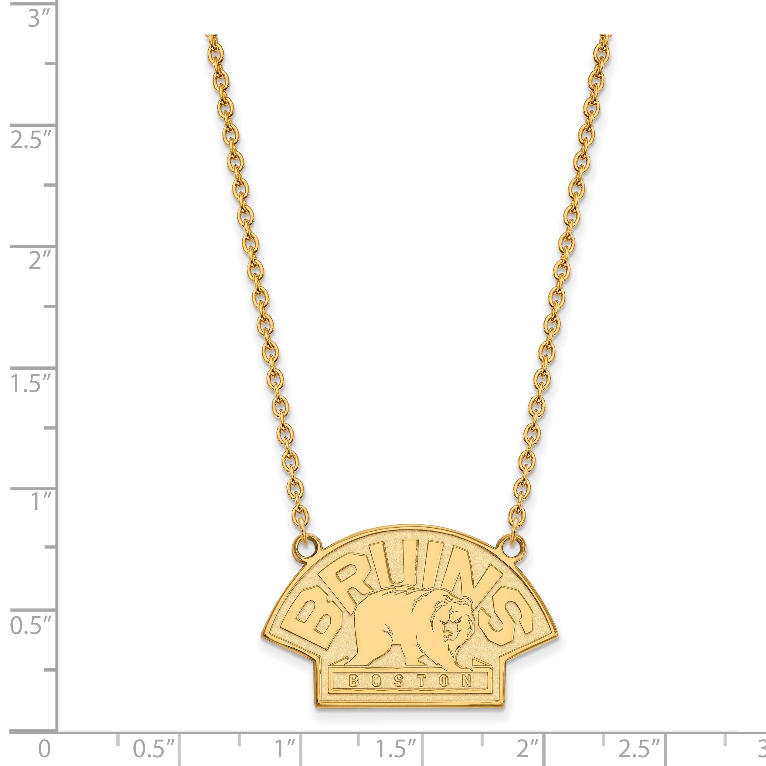 14K Yellow Gold Nhl Logoart Boston Bruins Large Pendant 18 Inch Necklace