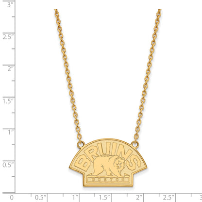 14K Yellow Gold Nhl Logoart Boston Bruins Large Pendant 18 Inch Necklace