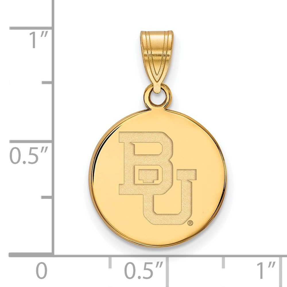 14K Yellow Gold Logoart Baylor University Bears Medium Disc Pendant