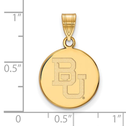 14K Yellow Gold Logoart Baylor University Bears Medium Disc Pendant
