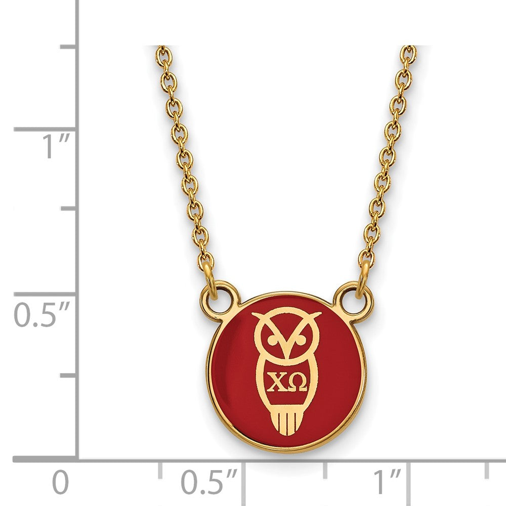 Gold Plated Sterling Silver Logoart Chi Omega Sorority Symbol Small Color Enamel Pendant 18 Inch Necklace
