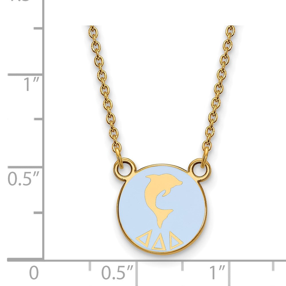 Gold Plated Sterling Silver Logoart Delta Sorority Symbol Small Color Enamel Pendant 18 Inch Necklace