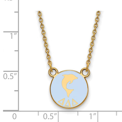 Gold Plated Sterling Silver Logoart Delta Sorority Symbol Small Color Enamel Pendant 18 Inch Necklace
