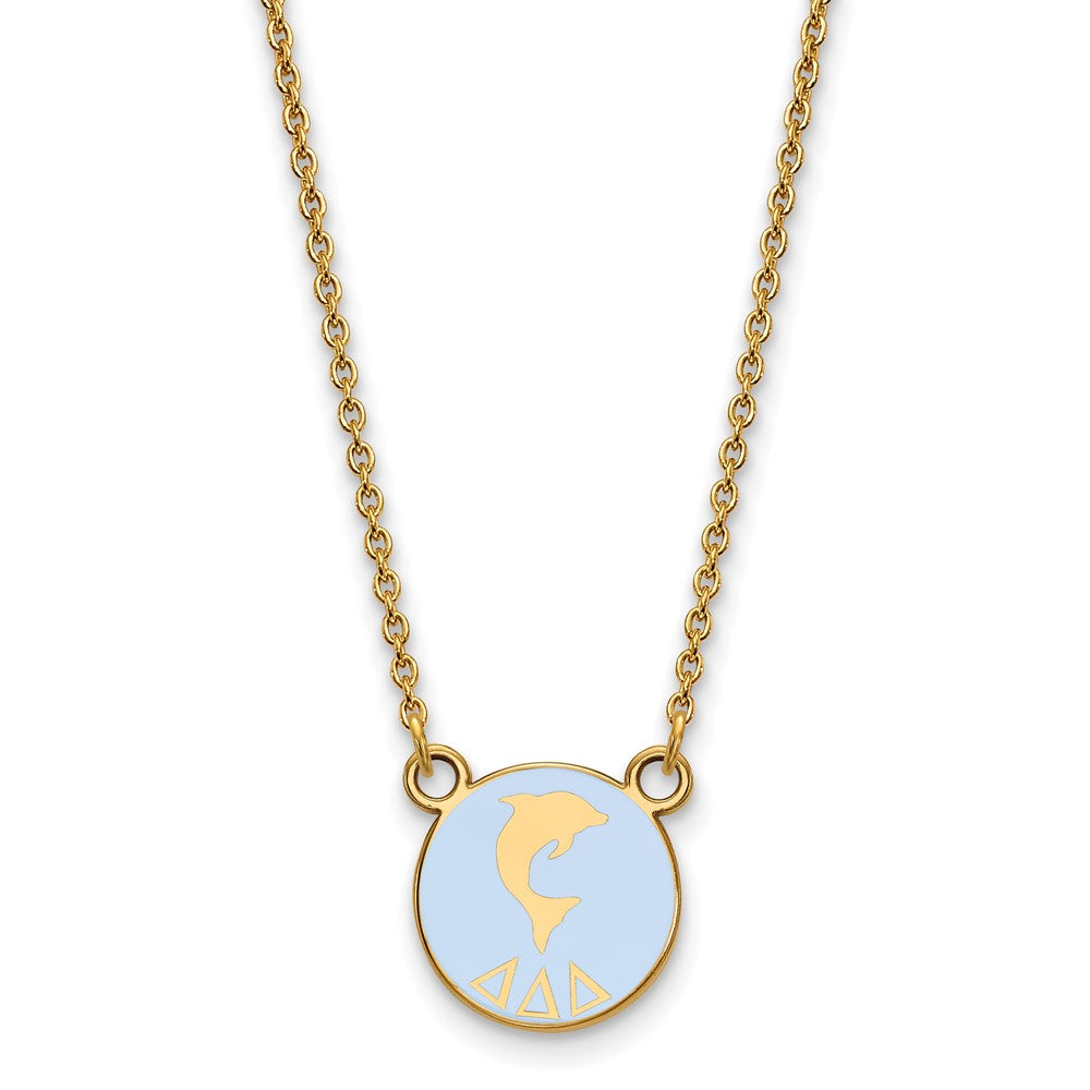 Gold Plated Sterling Silver Logoart Delta Sorority Symbol Small Color Enamel Pendant 18 Inch Necklace